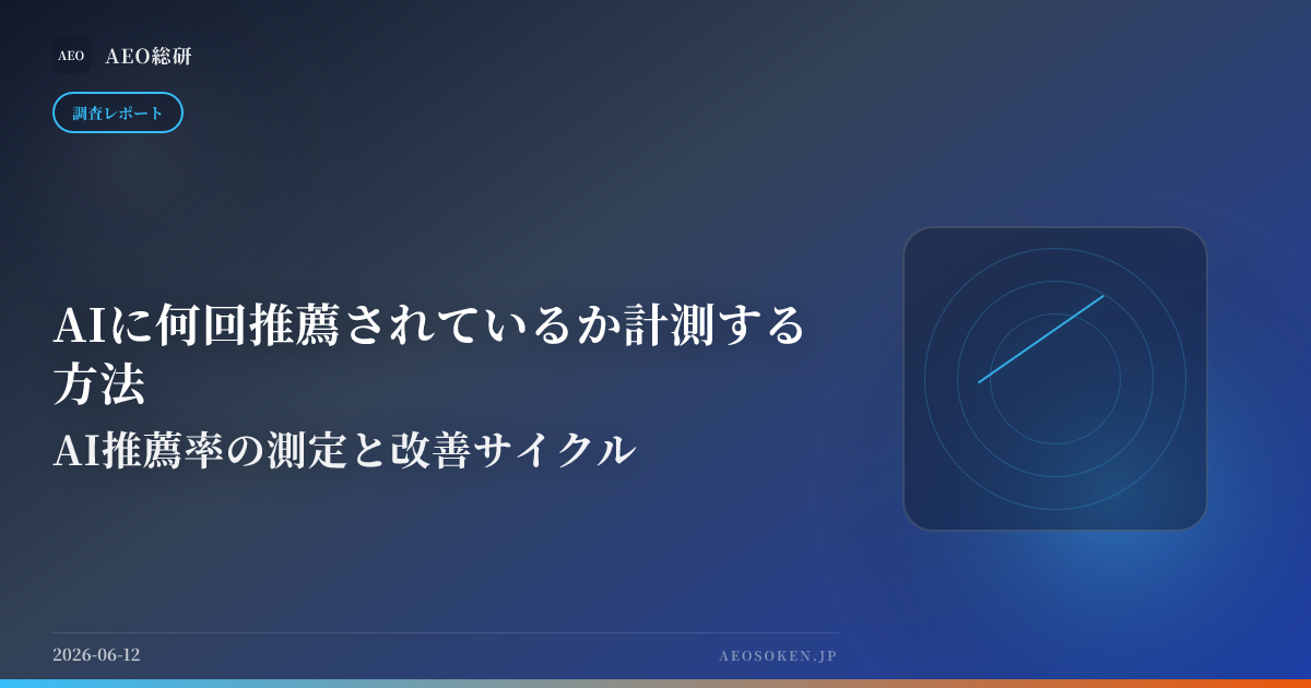 AIに何回推薦されているか計測する方法 — AI推薦率の測定と改善サイクル — AEO総研