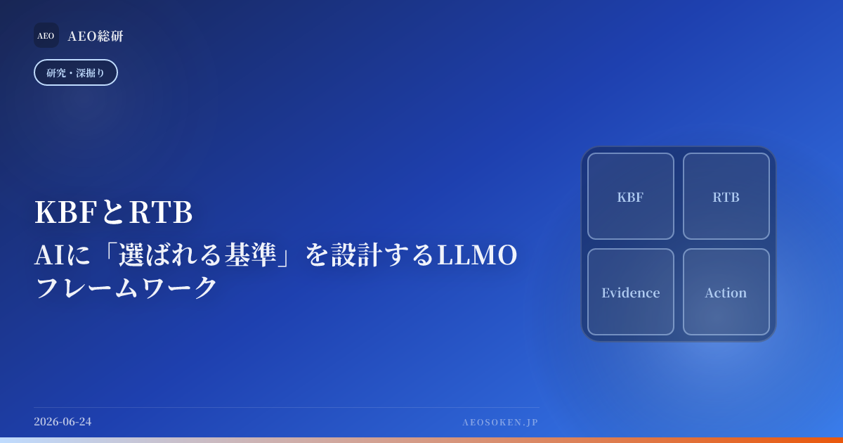 KBFとRTB — AIに「選ばれる基準」を設計するLLMOフレームワーク — AEO総研