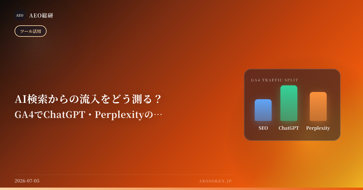 AI検索からの流入をどう測る？ GA4でChatGPT・Perplexityのトラフィックを分離する設定手順 — AEO総研